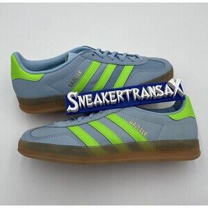 New Adidas Gazelle Indoor Clear Sky/Green/Gum Size US Womens 8.5 11 JI1372 NB